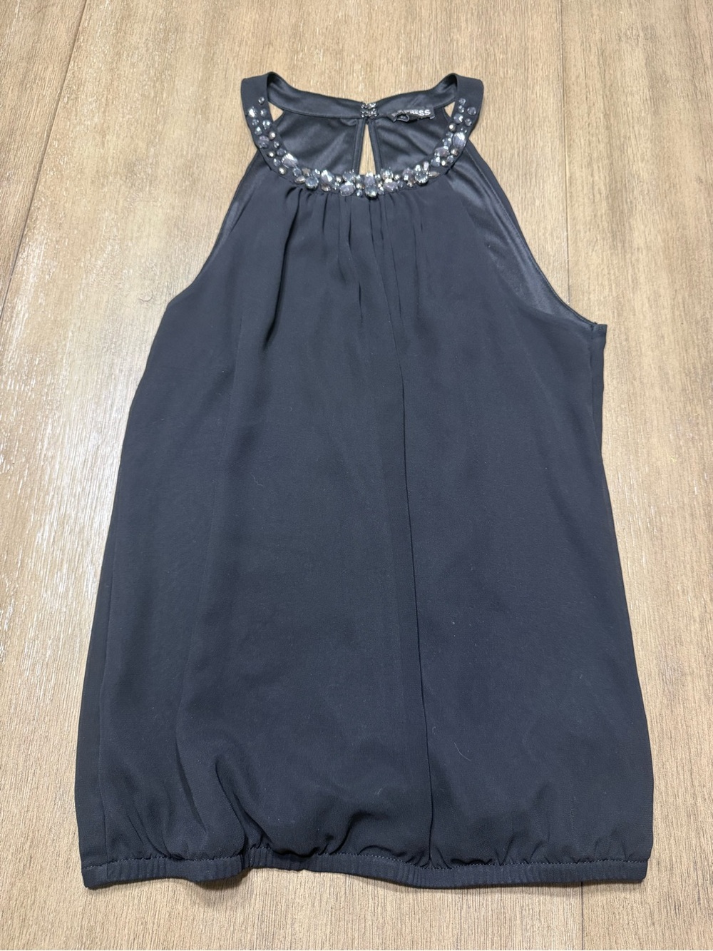 Express Black Jeweled Halter Top